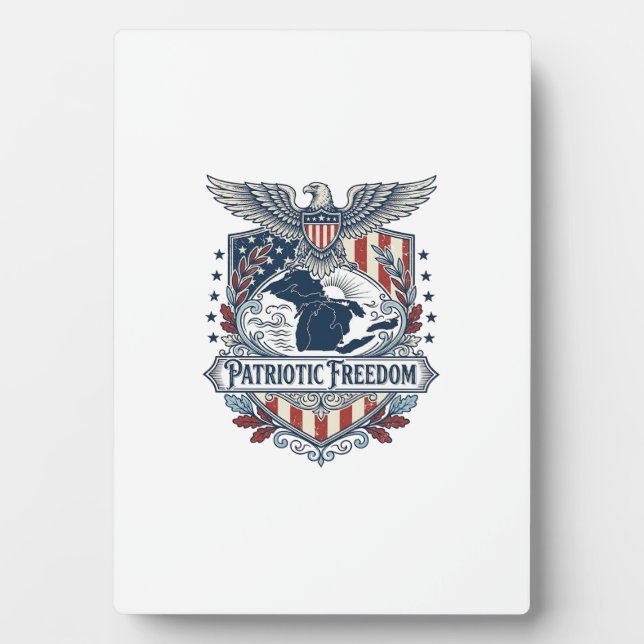 Patriotic Great Lakes Pride Vector Graphic Tee_1 Plaque (Front)