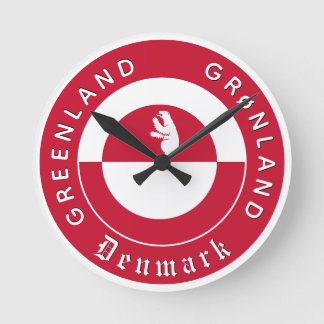 Patriotic Greenland Clock, Bear, Greenland Flag Round Clock