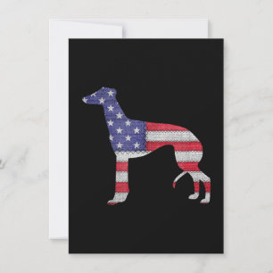 patriotic greyhound american flag embroidery thank you card