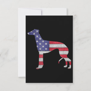 Patriotic Greyhound American Flag Embroidery Thank You Card