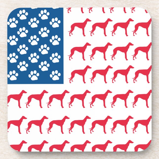Patriotic Greyhound Dog Coaster (Front)