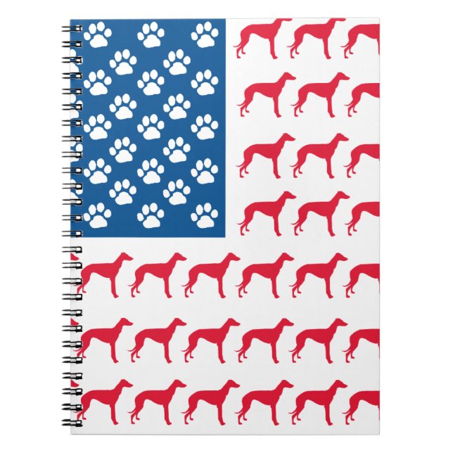 Patriotic Greyhound Dog Notebook (Front)