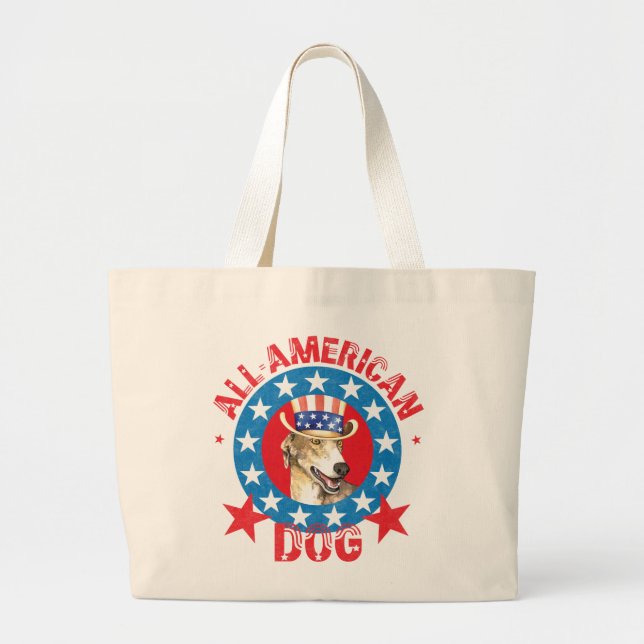 Patriotic Greyhound Large Tote Bag (Front)