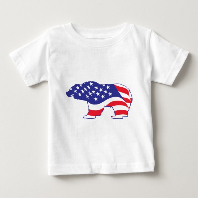 Patriotic Grizzly Bear Baby T-Shirt (Front)