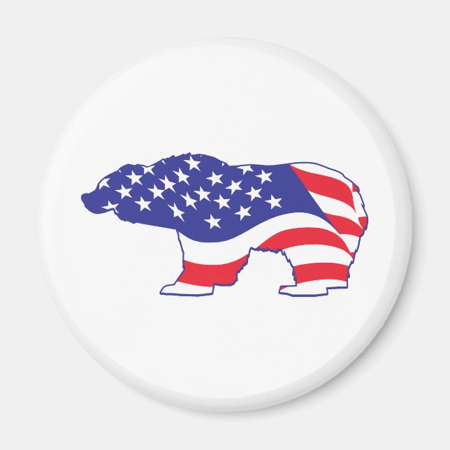 Patriotic Grizzly Bear Magnet (Front)