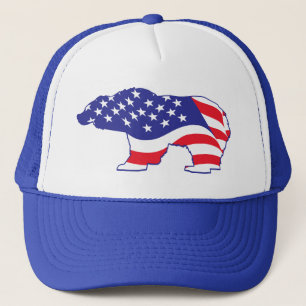 Patriotic Grizzly Bear Trucker Hat