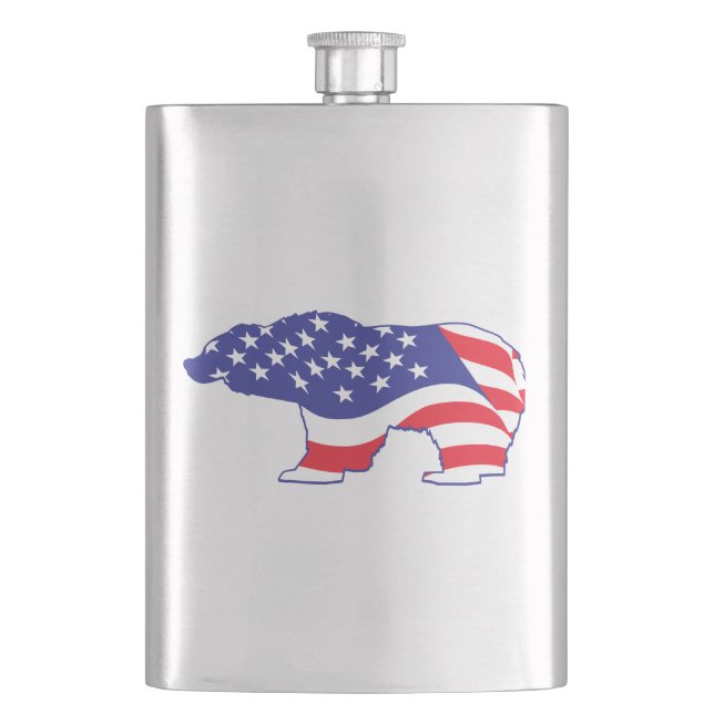 Patriotic-Grizzly Hip Flask (Front)