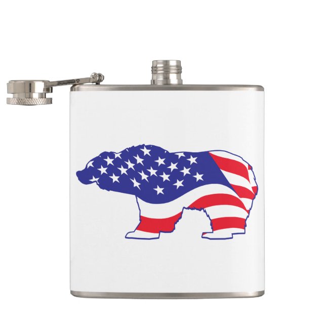 Patriotic-Grizzly Hip Flask (Opened)