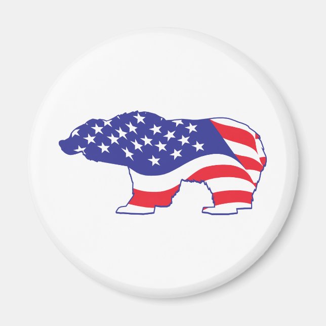 Patriotic-Grizzly Magnet (Front)