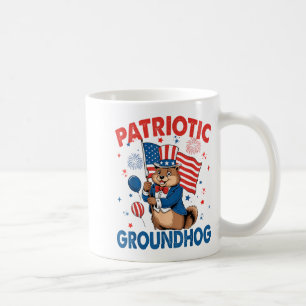 Patriotic Groundhog American Flag 4th Of July Coffee Mug