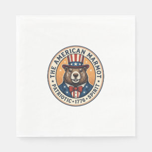 Patriotic Groundhog Vintage Engraving Shirt Design Napkin