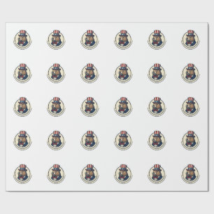 Patriotic Groundhog Vintage Engraving Shirt Design Wrapping Paper