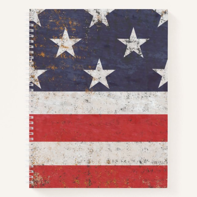 Patriotic Grunge American Flag Notebook (Front)