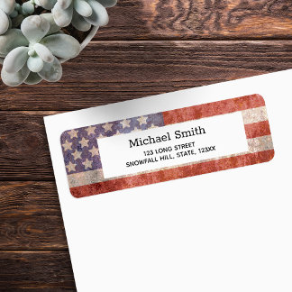 Patriotic Grunge American Flag Return Address Label