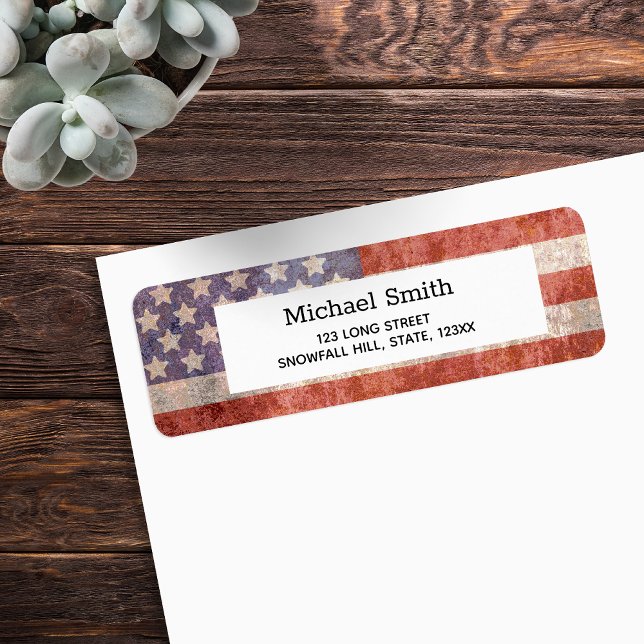 Patriotic Grunge American Flag Return Address Label (Patriotic Grunge American Flag Return Address Labels.  Stars and stripes with nostalgic vibes.)