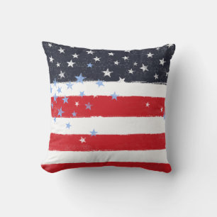 Patriotic Grunge Stars and Stripes Cushion