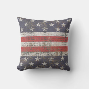 Patriotic Grunge Stars and Stripes Pattern Cushion
