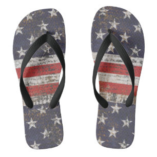 Patriotic Grunge Stars and Stripes Pattern Thongs