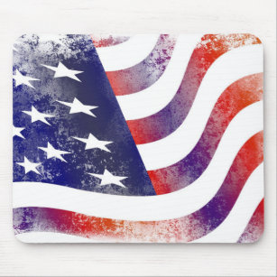 Patriotic Grunge Style Faded American Flag Mouse Pad
