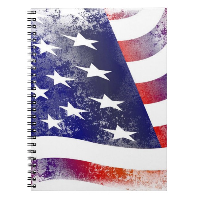 Patriotic Grunge Style Faded American Flag Notebook (Front)