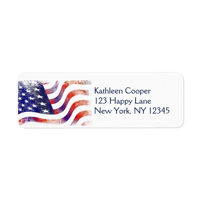 Patriotic Grunge Style Faded American Flag Return Address Label (Front)