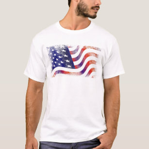 Patriotic Grunge Style Faded American Flag T-Shirt