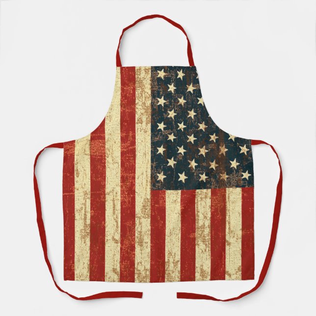 Patriotic Grungy American USA Flag Apron (Front)