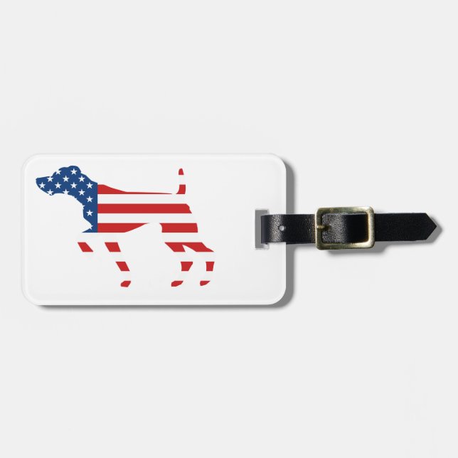Patriotic GSP Dog Pointing Luggage Tag (Front Horizontal)