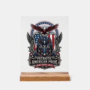 Patriotic Guardian Mask Freedom Military Inspired Acrylic Sign