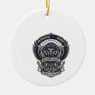 Patriotic Guardian Mask Freedom Military Inspired  Ceramic Ornament