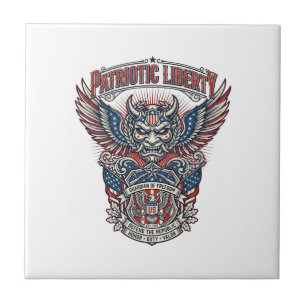 Patriotic Guardian Mask Freedom Military Inspired Ceramic Tile