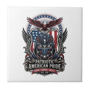 Patriotic Guardian Mask Freedom Military Inspired Ceramic Tile