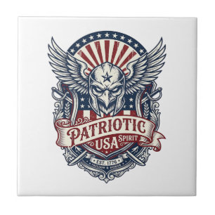 Patriotic Guardian Mask Freedom Military Inspired Ceramic Tile