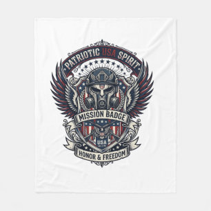Patriotic Guardian Mask Freedom Military Inspired Fleece Blanket