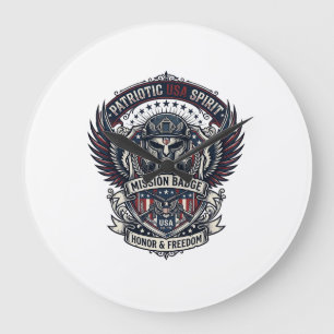 Patriotic Guardian Mask Freedom Military Inspired Large Clock