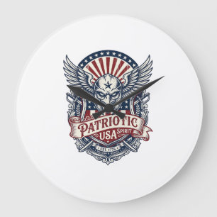 Patriotic Guardian Mask Freedom Military Inspired Large Clock