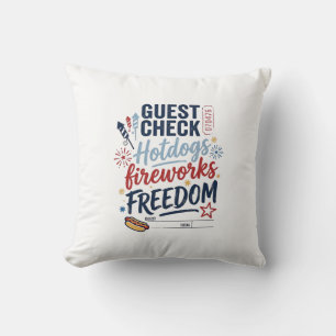 Patriotic Guest Check Hotdogs Fireworks Freedom Sh Cushion