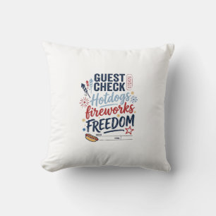 Patriotic Guest Check Hotdogs Fireworks Freedom Sh Cushion