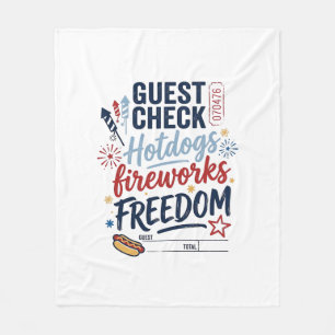 Patriotic Guest Check Hotdogs Fireworks Freedom Sh Fleece Blanket