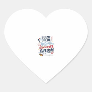 Patriotic Guest Check Hotdogs Fireworks Freedom Sh Heart Sticker