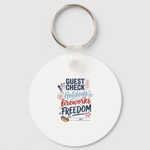Patriotic Guest Check Hotdogs Fireworks Freedom Sh Key Ring