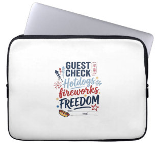 Patriotic Guest Check Hotdogs Fireworks Freedom Sh Laptop Sleeve