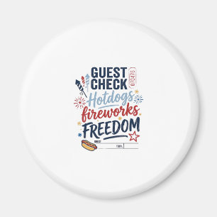 Patriotic Guest Check Hotdogs Fireworks Freedom Sh Magnet