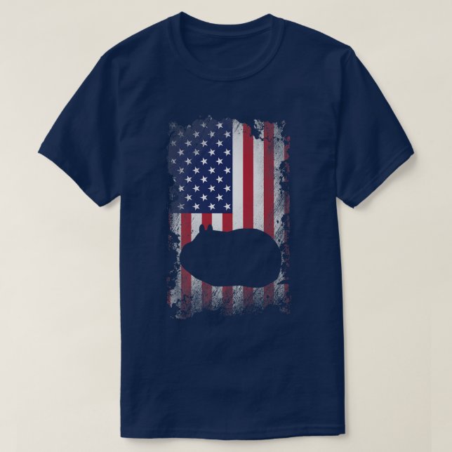 Patriotic Guinea Pig American Flag Cool Guinea Pig T-Shirt (Design Front)