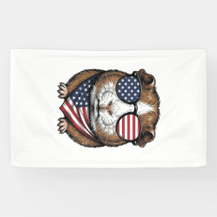 Patriotic Guinea Pig Vintage Engraving Banner