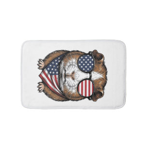 Patriotic Guinea Pig Vintage Engraving Bath Mat