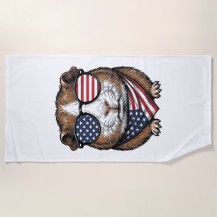 Patriotic Guinea Pig Vintage Engraving Beach Towel