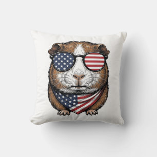Patriotic Guinea Pig Vintage Engraving Cushion