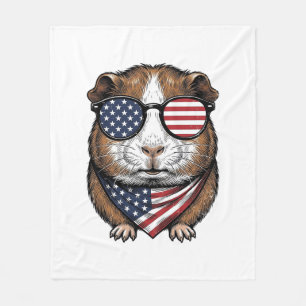 Patriotic Guinea Pig Vintage Engraving Fleece Blanket