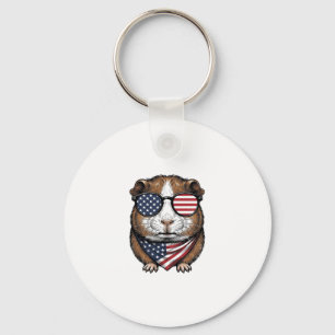 Patriotic Guinea Pig Vintage Engraving Key Ring